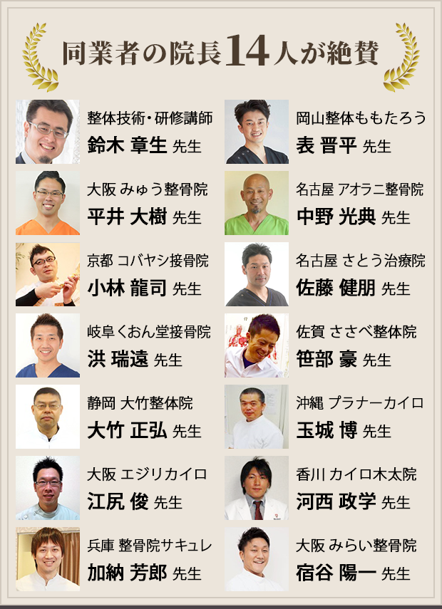 同業者の院長14人が絶賛